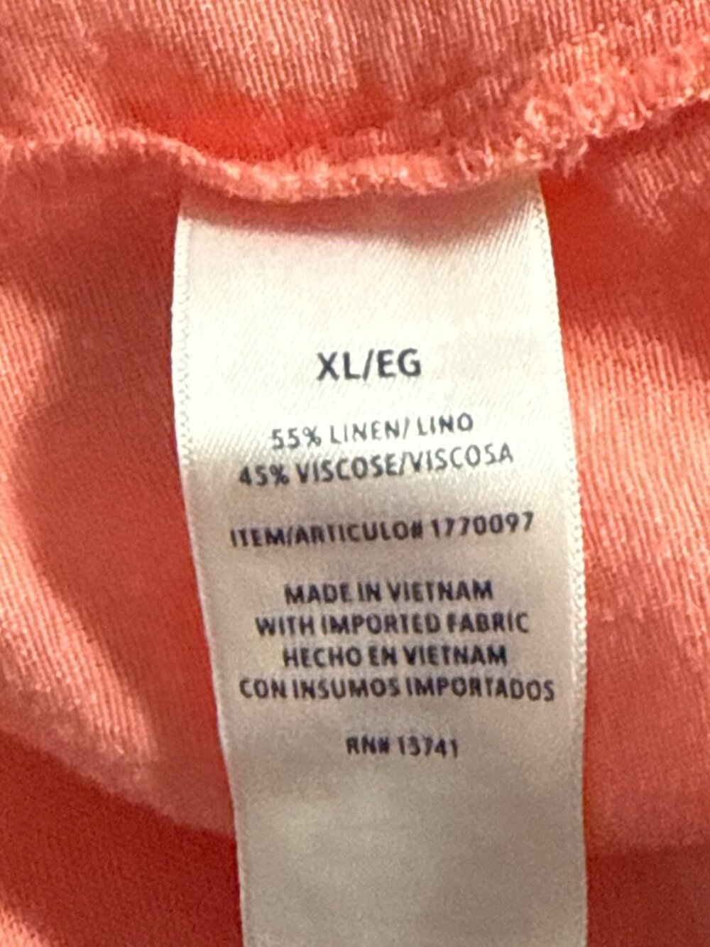Splendid Coral Linen Blend Short Sleeve Top XL Womens Relaxed Fit - Picture 4 of 6